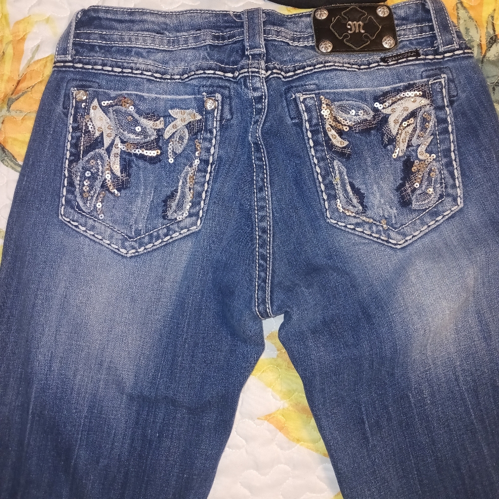 Miss Me Blue Cropped Ankle Jeans with Embellishments